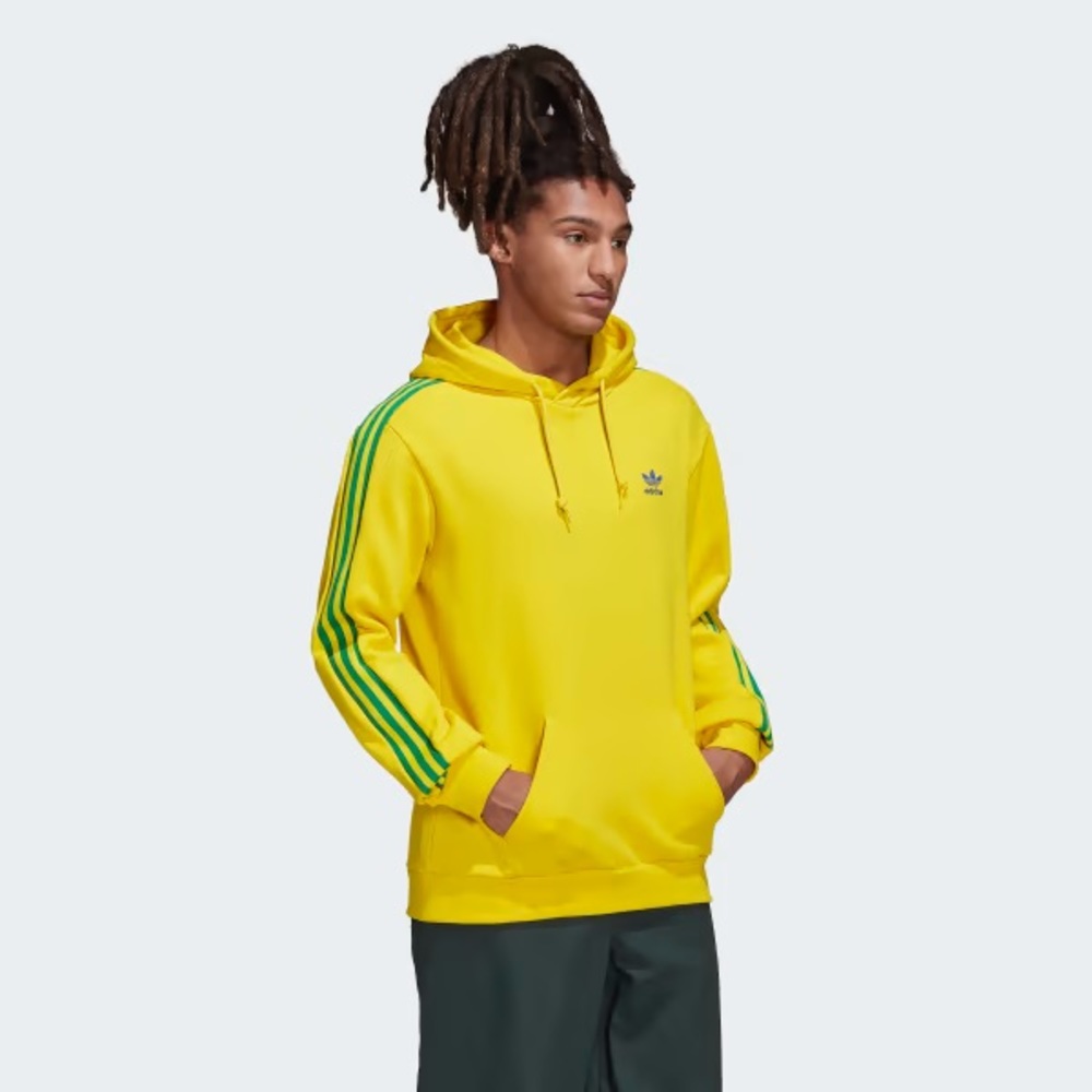 Adidas Yellow and Green striped hoodie